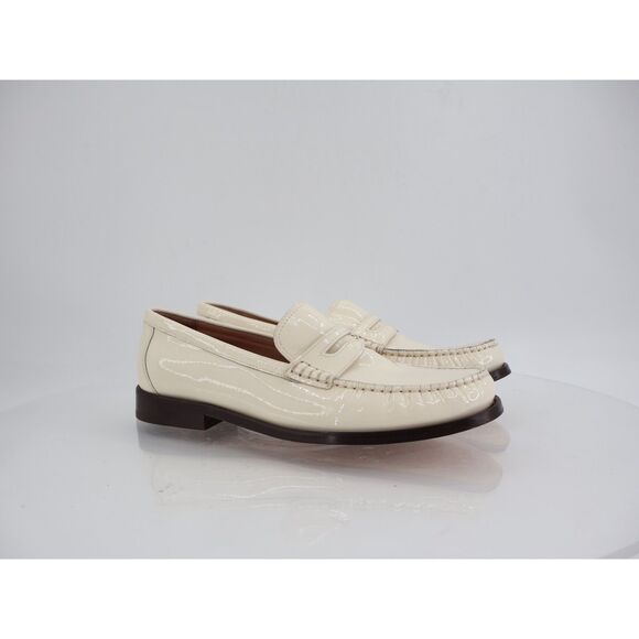Cole Haan Women's Lana Lux Penny Loafers Size 8.5 Ivory Patent Leather Slip On - Picture 1 of 12